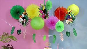 Tropical Luau Plate Set Hawaii Dinnerware Set Balloons Tablecloth Tropical Summer Theme Birthday Party Decorations Supplies