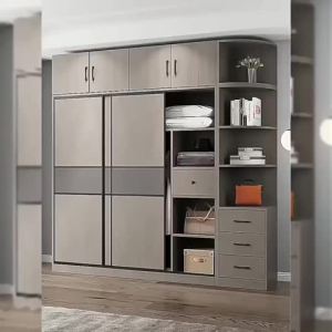 Simple Sliding Door Solid Wood Wardrobe Large Capacity Wardrobe Storage Cabinet Wardrobe With Drawers