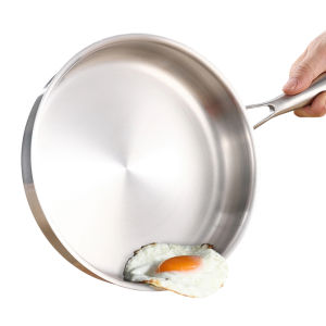 316 Stainless Steel Non-Stick Frying Pan with Lid Flat Bottom Skillet for Efficient Cooking of Eggs Steaks and Breakfast Meals