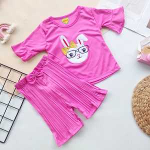 Baju Anak Perempuan 1 Tahun Setelan Bayi Celana Plisket Pakaian Anak Perempuan Kaos Pendek