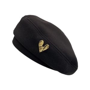 LIUJIR Trái tim Mũ Beret tình yêu Dày Màu đơn sắc Mũ hình bát giác Punk Lolita Mũ họa sĩ Phụ nữ