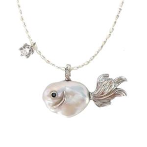 Shimmering Fish Shape Piece Crafted With Authentic Pearls And Premium Zirconia For Dateless Elegances