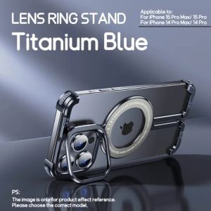 OATSBASF Magsafe Aerospace Aluminum Frameless Phone Case with Stand Hollow Heat Dissipation Shell Shockproof Metal Cover For iPhone 14/15 Pro/ Max