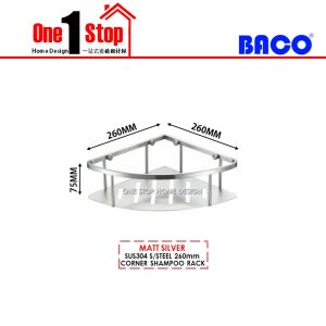 🌹BACO🌹 SUS304 S/STEEL GUNMETAL CORNER SHAMPOO RACK