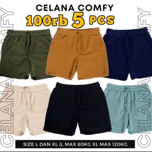 Celana Pendek Boardshort Pria Wanita Comfort Diamond Knits Premium 100rb 5 Pcs