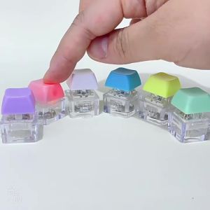 WH Keyboard Fidget Toys For Adults Keyboard Clicker With LED Light Keychain Fidget Sensory Fun Toys For Anxiety Decompression