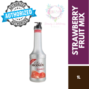 Monin Strawberry Fruit Mix Puree 1L – 50% Real Strawberry for Cocktails Frappes Smoothies & Lemonades