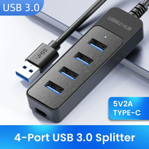 QWWRG 4 Port USB 3.0 Hub Expansion Dock with Type C Port USB 3.0 Splitter Expander Multifunctional USB Power Adapter Splitter for Laptop/Computers/Keyboard/U Disk