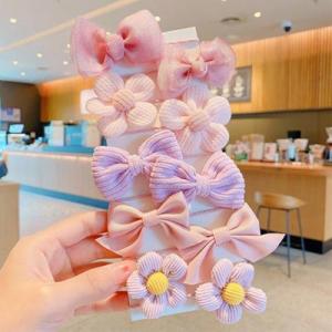 10pcs Elastic Bowknot Ponytail Hair Clips Set for Kids Girls Headdress Korean Fashion Hair Accessories Cute Flower Hair Rope Set for Kids Bow Hair Ties Hair