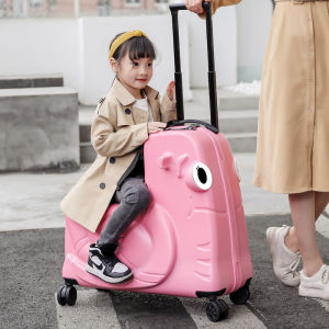 Kids Luggage Children Luggage Kids Luggage With Seat Can Sit And Ride Children Trolley Bags Male Cartoon Luggage Female 20-Inch Baby Suitcase Bag Increased