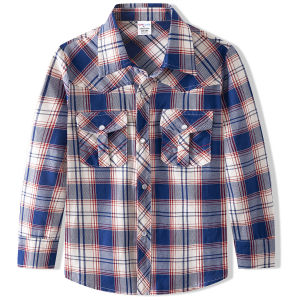 Polo Long Sleeve for Kids Boy Plaid Shirt Girls Safari Outfit Cotton Button Down Western Checked Tops Yellow Red Christmas Clothes