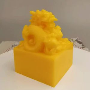 Con dấu ngọc bích khắc hình rồng chơi với ngọc trai quà tặng trang trí con dấu ba báu miệng lớn