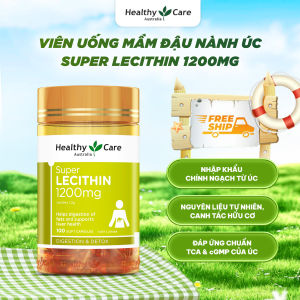 Mầm Đậu Nành Úc Healthy Care Super Lecithin 1200mg 100 Viên - Hỗ Trợ Sức KhỏeGiải Độc Gan Cải Thiện Làn Da Phụ Nữ