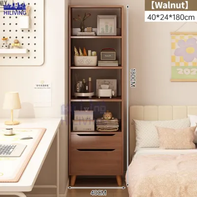 🌟SG STOCK🌟Modern Wooden Book Shelf with Drawers Tall Narrow Storage Rack for Bedroom Living Room Study
