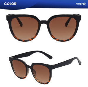 IOOI Eyewear -  Kacamata Hitam Sunglasses Model Bulat Plastik UV Protection Bisa Minus Wanita 97074