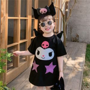 HoneyKids Mga damit na pambata mga damit ng mga babae mga damit ng mga batang babae sa tag-init mga makukulay na polka dots three-dimensional na ice cream Melody doll na T-shirt na damit Angkop para sa mga batang babae na may edad na 1-8 taon