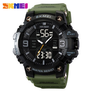 SKMEI Dual Display Dual Time Men Watch 58mm Large Dial Sport Watches Backlight Stopwatch 50m Waterproof 2222