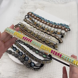 Bohemian Style Hairband with Beads&Rhinestones Decors Ethnic Style Headbands for Girls Woman Festival Halloween Party