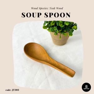 JT303. Teak Wood Wooden Soup Spoon / Porridge Spoon / Rice Spoon