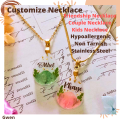 Gwen Stainless Steel  Necklace Raindrop Shape Pendant Non tarnish and Hypo Allergenic. 