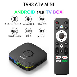 Intelperofficial TV98 ATV  Android 14.0 Box 8+128GB 2.4G/5G Dual WiFi Bluetooth5.2 Android 14 Voice Remote Control LED Digital Display TV Receivers