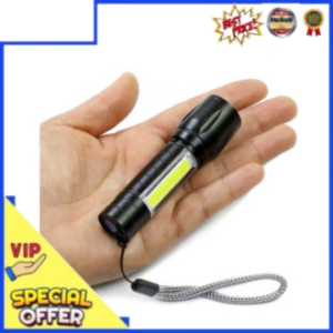 Senter LED Zoomable Tahan Air dengan Charger USB - Warna Hitam