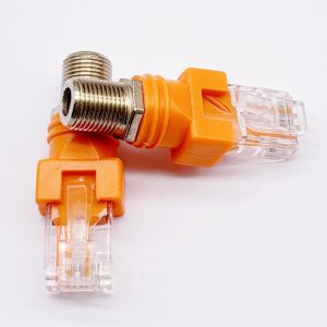 STYLETENK Female To Male Coaxial To Ethernet Adapter Scratch Resistance Abrasion Resistance Coax Barrel Coupler Durable Barrel Structure Coax F Female To RJ45 Male Adapter For Various Joints