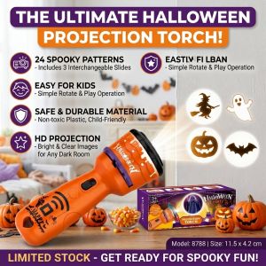 Halloween Projector Flashlight 24 Pattern LED Projection Torch Kids Party Decoration Trick Or Treat Toy Portable Handheld Light Halloween Party Supplies