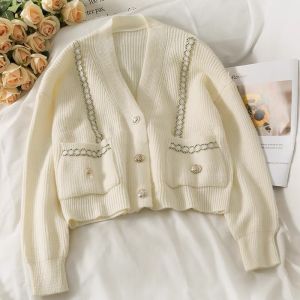 Áo Khoác Len Viền Xích 2 Túi Tay Bồng
