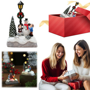 Resin Christmas House Decor with Light for Holiday Home Decoration