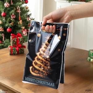 [COD] shiou 10 25 50Pcs Hỗn Hợp Vàng Elk Giáng Sinh Loạt Đảng Quà Tặng Tote Túi Opp Long Lanh Quà Tặng Túi Kẹo Túi Nhựa Quà Tặng Trở Lại Túi