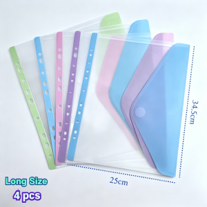 Long/A4 File Bag 11 Hole Loose Leaf Bag for 3/4/5 Ring Binder Transparent Binder Pouch Paper Organizer