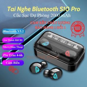 Tai nghe bluetooth S10 Pro cao cấp cảm ứng hỗ trợ đàm thoại nghe nhạc kiêm sạc dự phòng  dùng cho mọi dòng máy