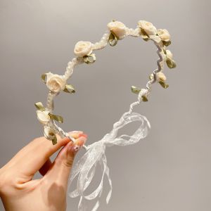 【VanHariacc】เด็กสาวนางฟ้ามุกดอกไม้พวงมาลัยเกี่ยวกับที่คาดผมเจ้าหญิงริบบิ้นวงผมระดับไฮเอนด์ผมห่