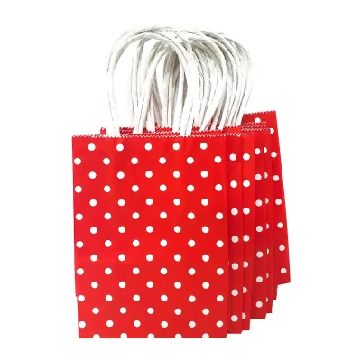 CGS Polka Dots Kraft Paper Bag (11x15x6cm) (Red) (12PCS)