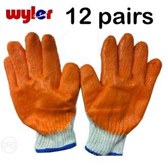 12 PAIRS Industrial Cotton Gloves with Grip Blue Piping Latex Rubber Hand  Protection Safety Gloves Work Glove Material Handling Glove PPE Safety Gear 