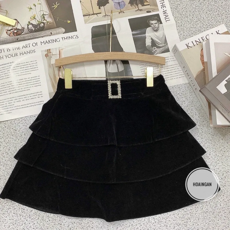 Chân váy nhung ngắn chữ A lưng cao dáng bồng phong cách tiểu thư sang trọng  vô cùng tôn dáng CV49 | Lazada.vn