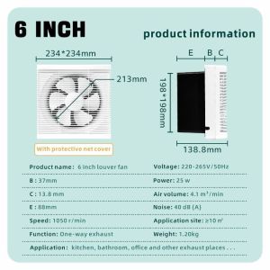 Exhaust Fan (6/8/10/12inch) Wall Mounted / Ceiling Mounted Ventilation Fan For Kitchen/Room/Bathroom