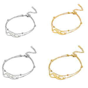 สร้อยข้อมือสัญลักษณ์อินฟินิตี้สำหรับผู้หญิงปรับได้สแตนเลสสไตล์สบายๆชิ้นแฟชั่น