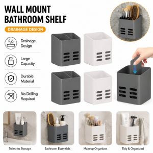 Wall-mounted Bathroom Storage Rack Draining Toothbrush Shelf Kitchen Sundries Chopsticks Holder