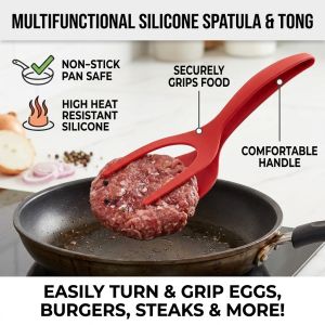 Nylon Food Tongs Steak Tongs Spatula Heat Resistant Non Stick Kitchen Tongs Cooking Tongs Grilling Tongs Egg Flipper Turner Fish Paddle Bread Holder