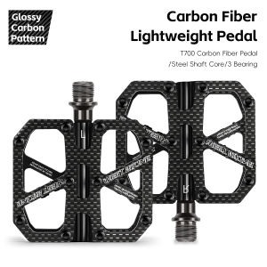 T700 Carbon Fiber Bicycle Pedals 3 Bearing Lightweight Glossy/Matte Carbon Pedals Labor Saving Waterproof MTB Road Bike Pedals Widen Anti-Slip Flat Pedal