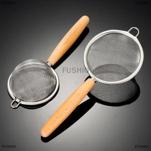 [COD] FUSHI0 Wooden Handle Stainless Steel Small Colander Fine Mesh Oil Strainer Multi-function Filter Mesh Flour Sifter Kitchen Baking Tools