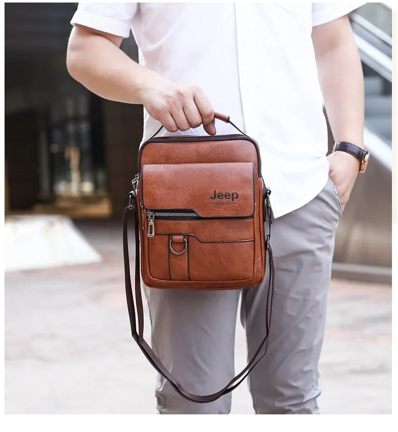 Jeep leather messenger top bag