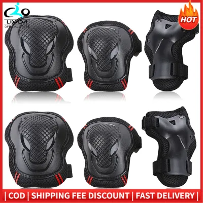 Pads Đầu Gối Đặt Bộ 6 Miếng Bảo Vệ Miếng Đệm Đầu Gối Miếng Đệm Khuỷu Tay Bảo Vệ Cổ Tay Bảo Vệ Thiết Bị Tập Đệm Bảo Vệ An Toàn Khi Đạp Xe Trượt Ván