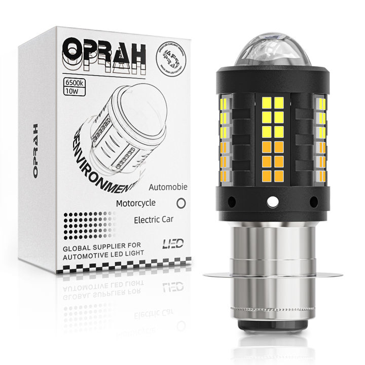 🏍️Oprah T19 LED Motorcycle Headlight Bulb White High Beam Light Yellow Low Beam High Bright Condenser Lens LED Motorcycle Headlight 6000K 12V P15D BA20D H4 LED Headlight Bulb for Motorcycle【Ready Stocks】