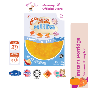 Halal MommyJ® Instant Porridge Salmon Pumpkin 7m+ ( 3 Pouch x 100g ) Ready To Eat Meal