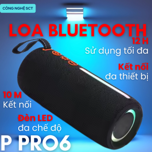 ( SALE MẠNH 50% ) Loa Bluetooth Không Dây Cầm Tay P PRO 6 - Cộng Hưởng Âm Thanh Tuyệt Vời  Bass Mạnh Mẽ  Hỗ Trợ Cắm USB  Thẻ Nhớ
