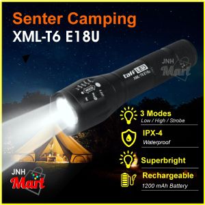 Senter Camping Terang LED Rechargeable Cas Waterproof XML T6