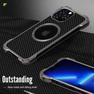 Ultra Thin Metal Bumper Back Cover For iPhone 16 15 14 13 Pro Max mini 12 12 Pro Max Casing Carbon Fiber Lens Protection Phone Case